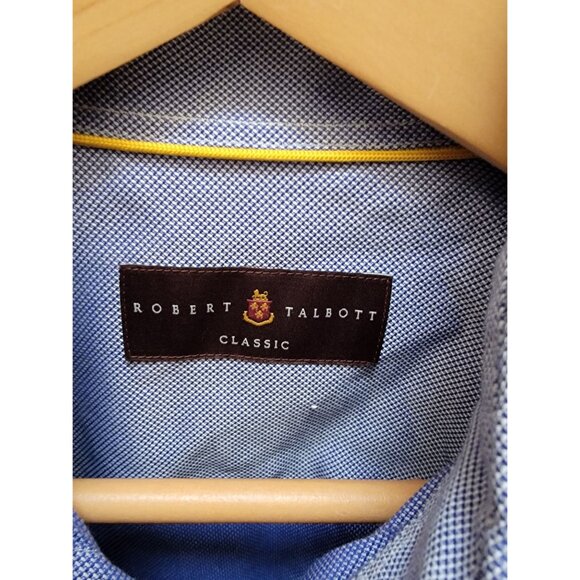 Robert Talbott Classic Mens Blue Long Sleeve Button-Up Shirt 100% Cotton - Picture 2 of 9